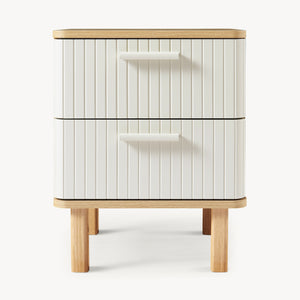 Table de chevet Ferrersp avec 2 tiroirs 50x40x40 cm aspect chêne / couleur sable [en.casa]