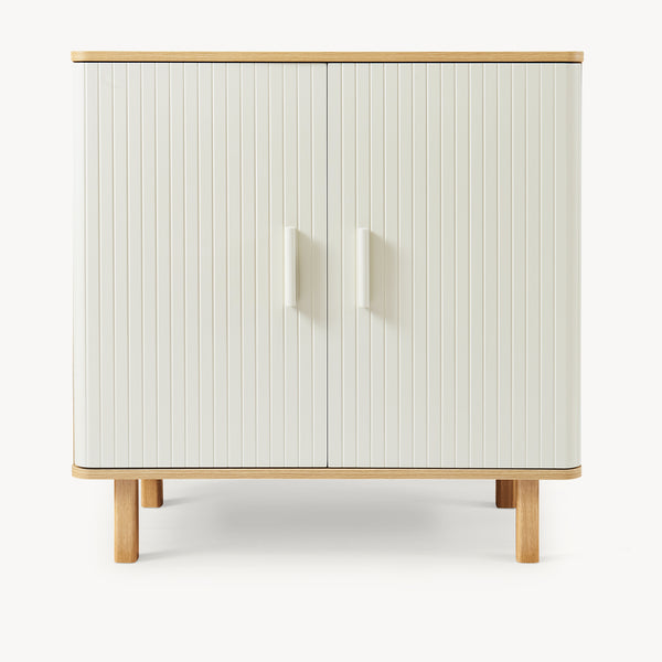 Buffet Ferrersp avec 2 portes 80x80x40 cm aspect chêne / couleur sable [en.casa]