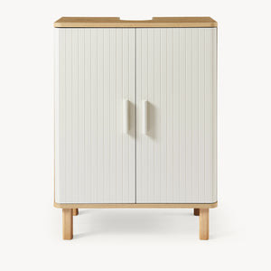 Meuble sous-lavabo Ferrersp 80x60x35 cm aspect chêne / couleur sable [en.casa]