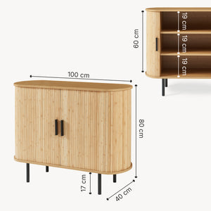 Armoire d'appoint Tvedestrand 100 x 40 x 80 cm naturel / noir [en.casa]