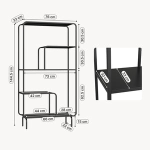 Bibliothèque Færder en acier 145x76x33 cm noir [en.casa]