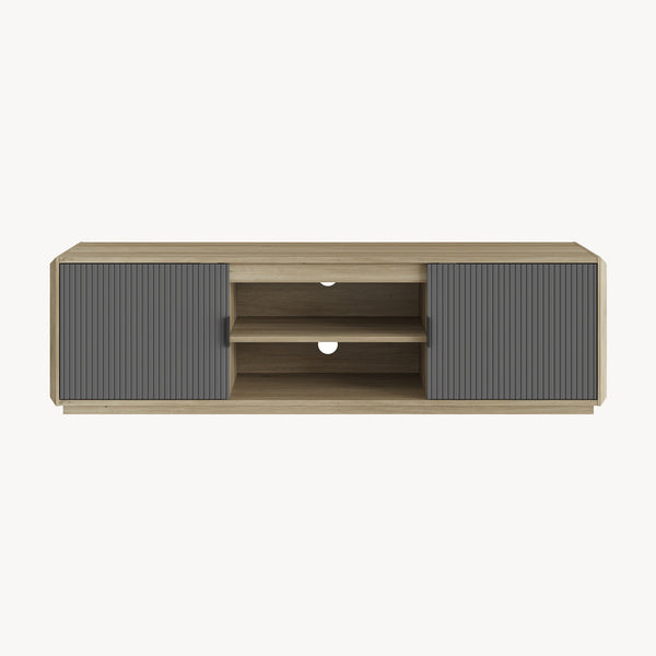 Meuble TV Trömi 150 x 40 x 43 cm effet chêne gris [en.casa]