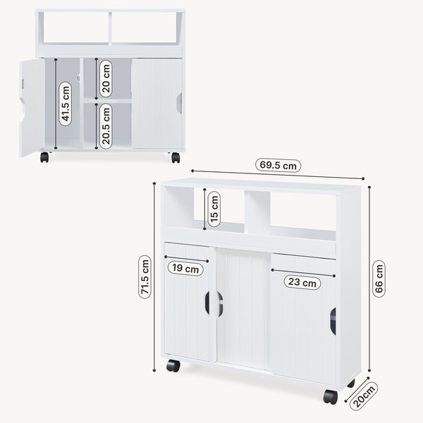 Armoire d'appoint sur roulettes Fadeskimma 72x70x20 cm Blanc [en.casa]