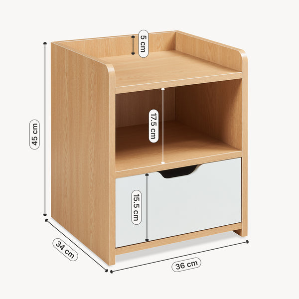 Table de chevet Bordkak 45x36x34 cm aspect chêne/blanc [en.casa]