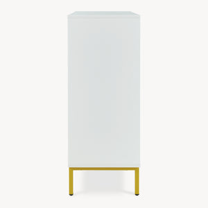 Commode Reyri 90 x 80 x 35 cm blanc / doré [en.casa]