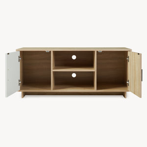 Meuble TV Kenta 120x39x52 cm aspect chêne Sonoma/blanc [en.casa]