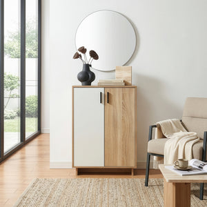 Armoire basse Kenta 90 x 60 x 35 cm effet chêne sonoma blanc [en.casa]