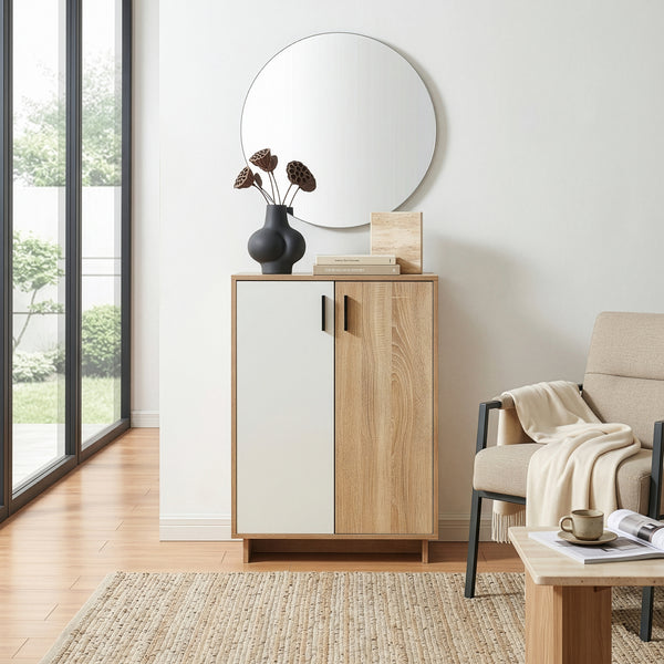 Armoire basse Kenta 90 x 60 x 35 cm effet chêne sonoma blanc [en.casa]