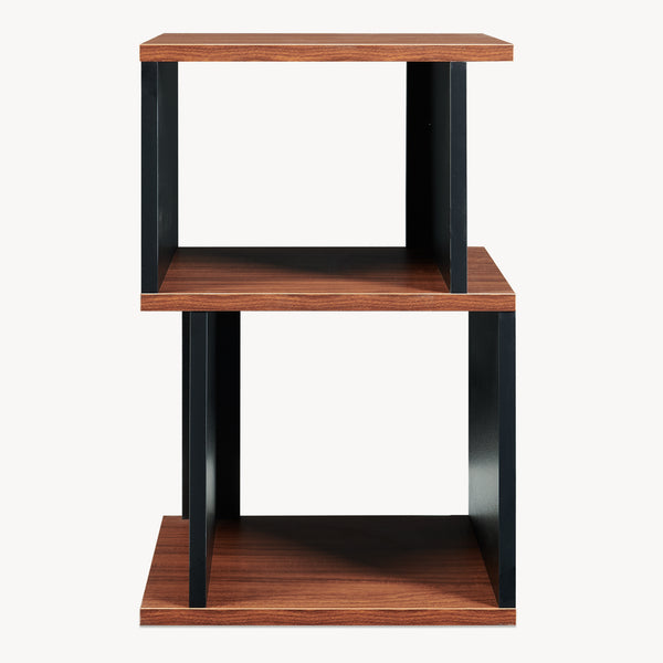 Table d'appoint 'Trond' avec 2 compartiments ouverts 50 x 33 x 29 cm Noir/effet noyer