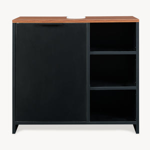 Meuble sous lavabo Trond 60 x 66 x 30 cm noir effet noyer [en.casa]