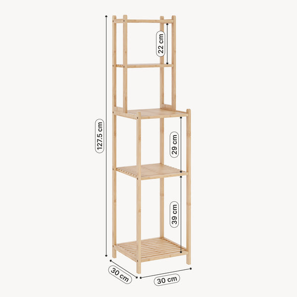 Étagère de salle de bain Anun bambou 128 x 30 x 30 cm naturel [en.casa]
