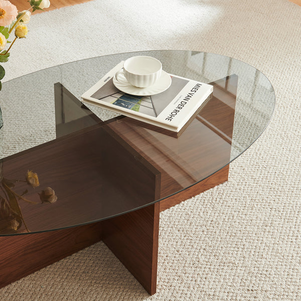 Table basse Viroya 100x60x36 cm aspect noyer/gris [en.casa]