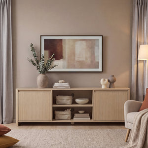 Meuble TV Takranmaa 150x40x50 cm aspect chêne [en.casa]