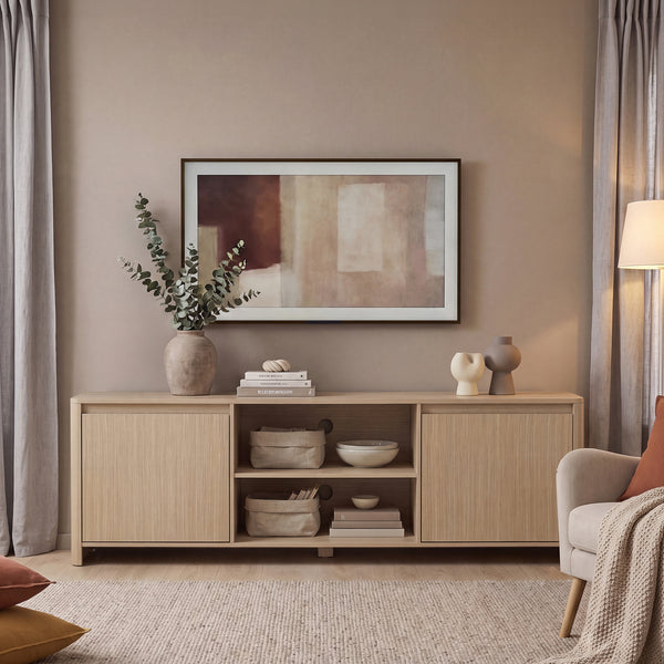 Meuble TV Takranmaa 150x40x50 cm aspect chêne [en.casa]