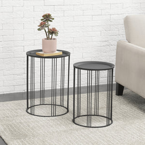 Set de 2 Tables Gigognes Morristown Métal Noir Plusieurs Tailles [en.casa]
