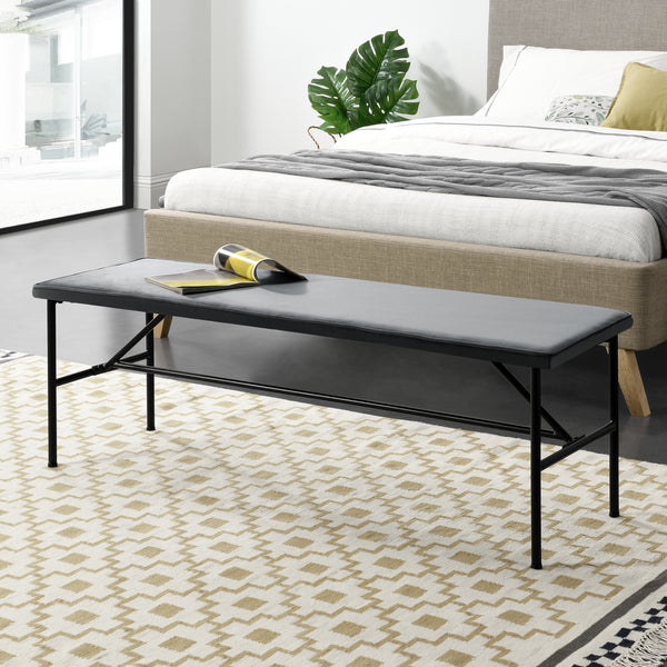 Banc rembourré 130x40x45 cm textile gris en.casa