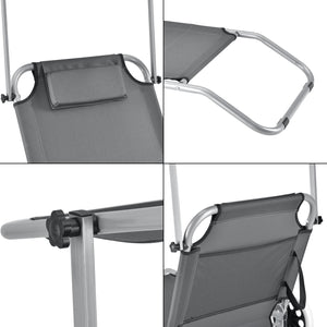 Set de 2 chaises longues Falun avec toit et roulettes Anthracite casa.pro