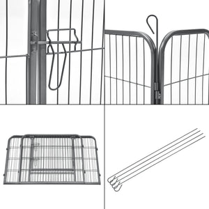 Enclos Parc pour Animaux avec Porte 125 x 85 x 70 cm Acier Argenté [pro.tec]