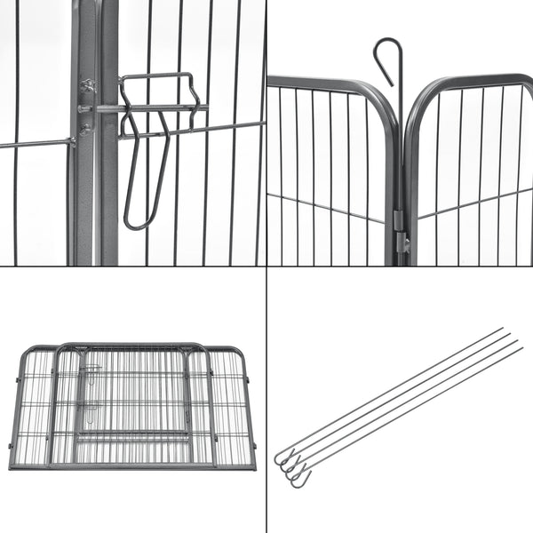 Enclos Parc pour Animaux avec Porte 125 x 85 x 70 cm Acier Argenté [pro.tec]