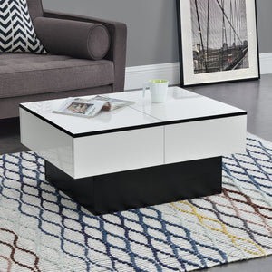 Table basse Lens avec plateau relevable Noir/Blanc [en.casa]