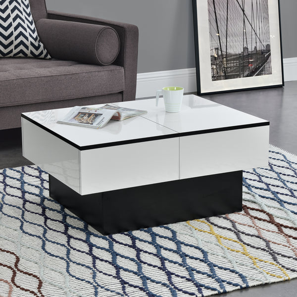 Table basse Lens avec plateau relevable Noir/Blanc [en.casa]