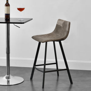 Set de 2 tabourets de bar Edinburgh avec pieds en métal Imitation daim Rembourré Gris foncé en.casa