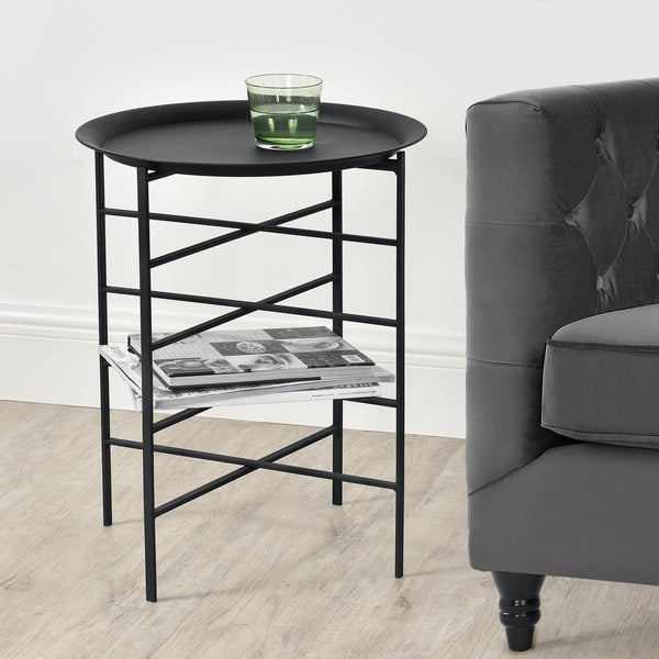 Table d'appoint Wiltz 40x40x53 cm Métal Noir en.casa