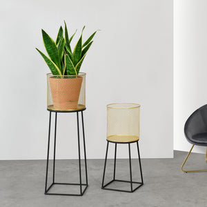 Support de pot de fleurs Mésange 2 pcs Noir-doré en.casa