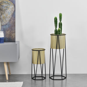 Support de pot de fleurs Musson 2 pcs Noir-Doré en.casa