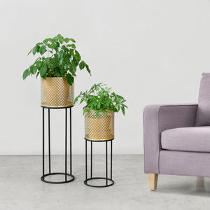 Support de pot de fleurs Messancy 2 pcs Noir-Doré en.casa