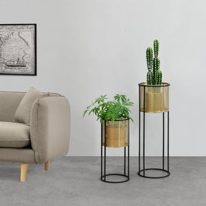 Support de pot de fleurs Malmedy 2 pcs Noir-Doré en.casa