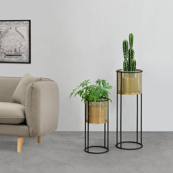 Support de pot de fleurs Malmedy 2 pcs Noir-Doré en.casa