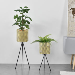 Support de pot de fleurs Mechelen 2 pcs Noir-Doré en.casa