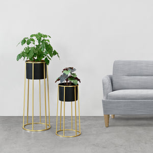 Set de 2 Supports de Plantes Macon Doré Noir [en.casa]