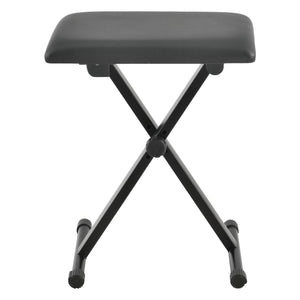 Support Double pour Clavier à Sangles Troués avec Banquette Stand Solide et Siège Pliables pour Piano Numérique Table de Mixage Hauteur et Largeur Réglables Capacité de Charge 25 kg Fer Noir [en.casa]