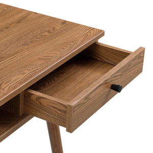 Bureau Habo avec rangement et tiroir 115x48x74cm Ton bois foncé en.casa