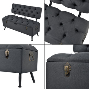 Banquette de rangement Malmöhus siège rabattable gris foncé [en.casa]