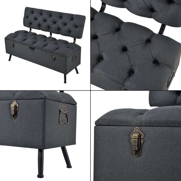 Banquette de rangement Malmöhus siège rabattable gris foncé [en.casa]