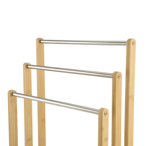 Porte-serviettes en bambou Porsanger autoportant [en.casa]