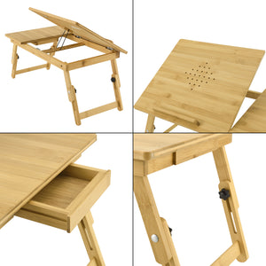 Table d'ordinateur portable en bambou Trysil 55x35x28cm [en.casa]