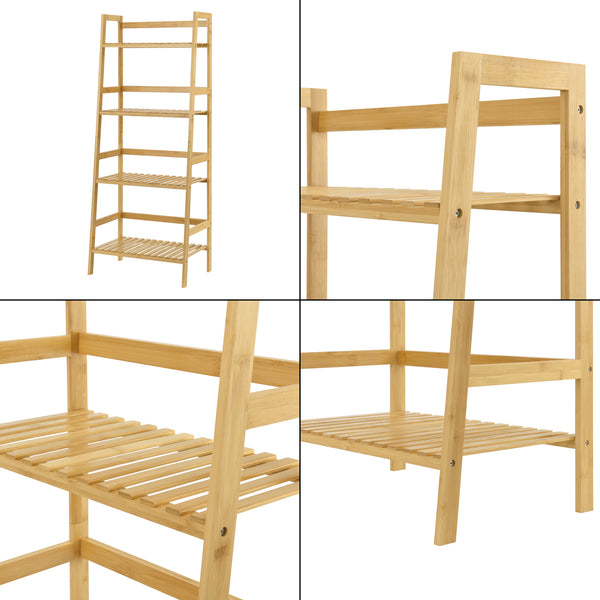 Étagère échelle en bambou Vinje 48x32x123cm [en.casa]