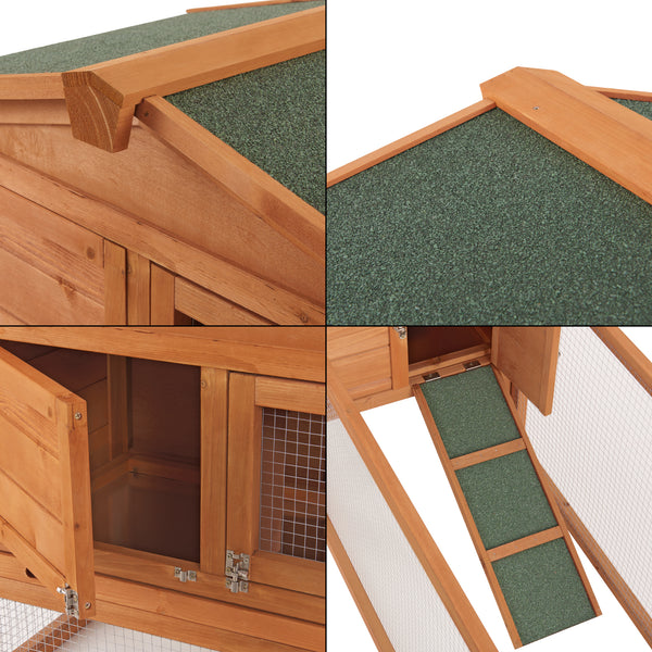 Clapier à lapins Oberursel 68x156x52cm en bois de sapin [en.casa]