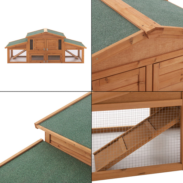 Clapier à lapins Schmitten 72x180x62cm en bois de sapin [en.casa]