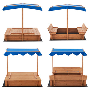 Bac à sable Kellenhusen en bois 120 x 120 x 120 cm [en.casa]