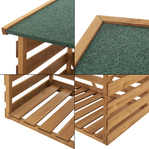 Abri-bûches couvert sapin 123 x 116 x 64 cm [en.casa]