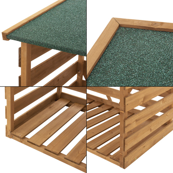 Abri-bûches couvert sapin 123 x 116 x 64 cm [en.casa]