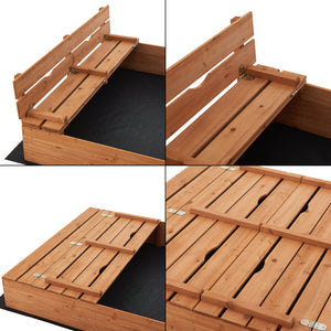 Bac à sable Campillos avec assise 23,5x118x114 cm Bois Naturel [en.casa]