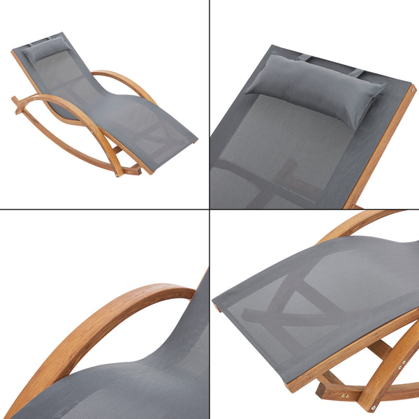 Chaise à bascule Iasmos 167x71x73cm Gris foncé [en.casa]