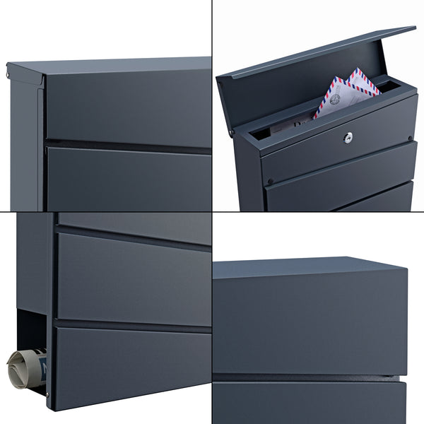 Boîte aux lettres Achtrup 37x37x11cm Acier Anthracite [en.casa]