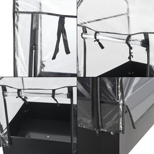 Carré potager avec serre Katwijk 60x60x152cm Acier Anthracite [en.casa]